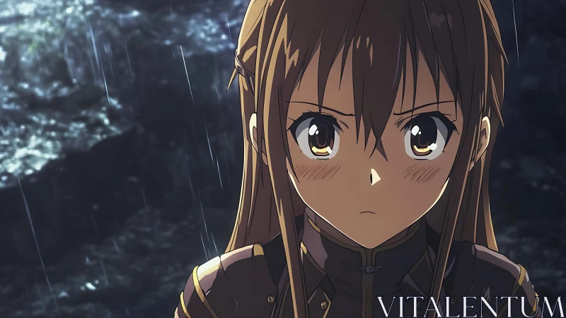 Storm-soaked resolve sharpens in a warrior’s steady gaze