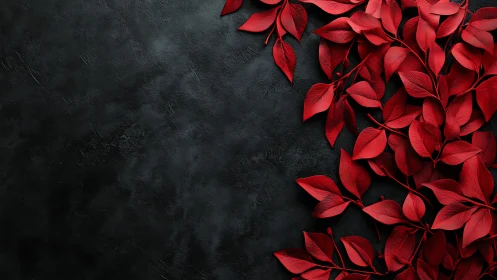 Crimson botanical array on textured charcoal substrate.