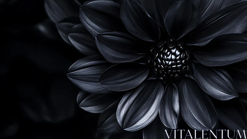 Midnight Dahlia Blooms: Striking Monochromatic Floral Drama.