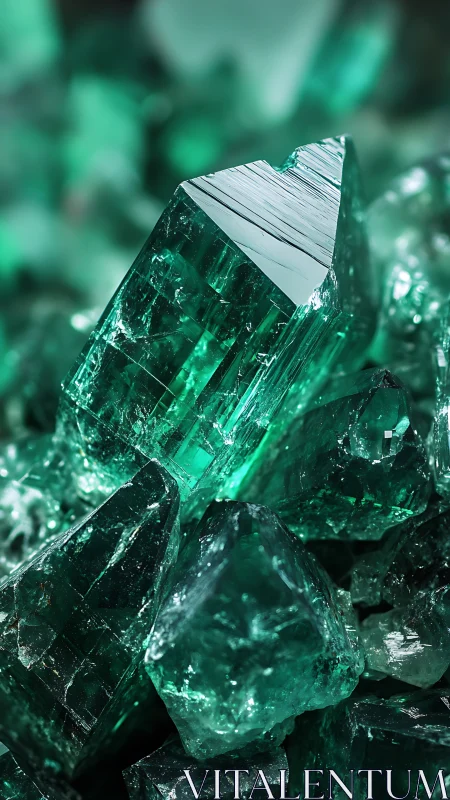 Emerald crystal cluster under sharp macro studio lighting.