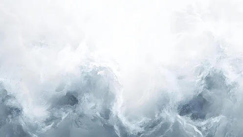 Abstract Ocean Waves in Cool Tones Digital Art Print.