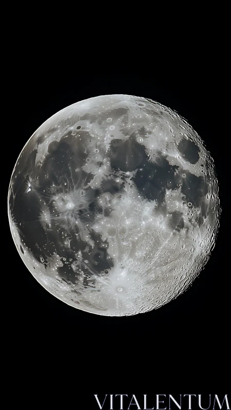 Photorealistic telescopic study of the lunar near side surface.