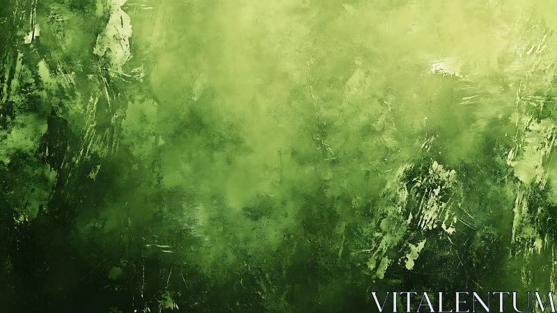 Green abstract textured background with rough paint strokes.