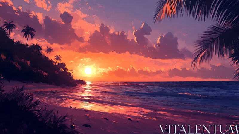 Digital seascape captures tropical sunset with chromatic contrast