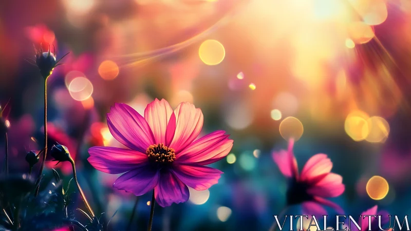 Cosmos flower specimen with soft-focus background bokeh.