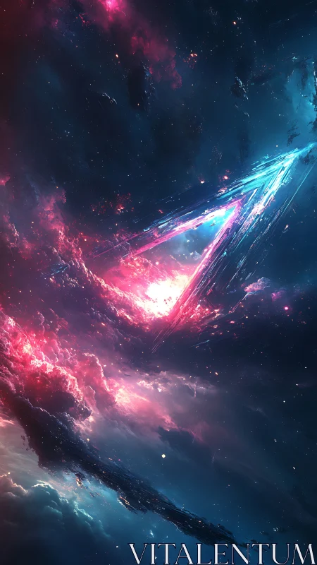 Angular luminous structure in dense cosmic nebula field.