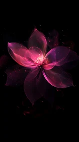 Luminescent Flower Form Against Black Background