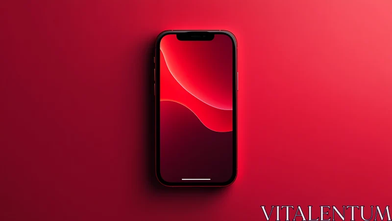Modern Smartphone Display Against Gradient Crimson Backdrop.
