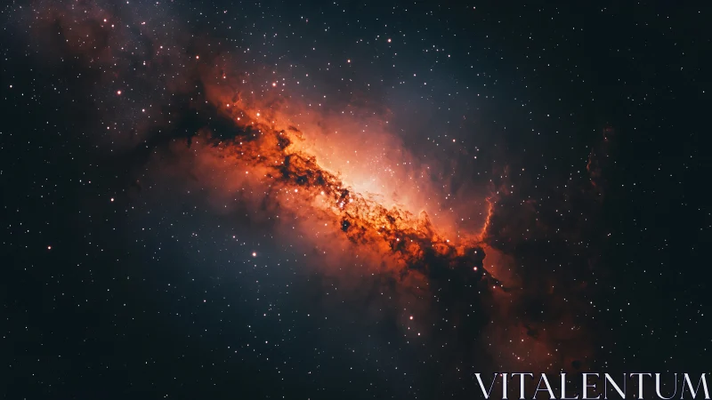 Stellar wildfire carves a blazing path through silent cosmos.