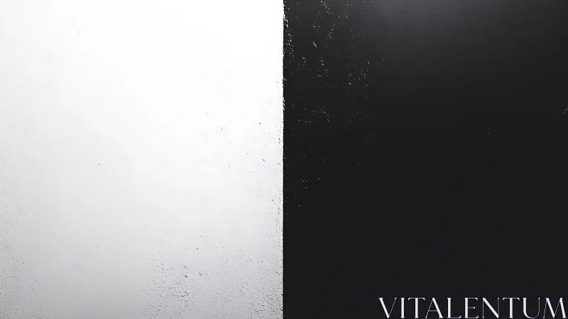 Bold black and white split wall captures stark contrast.