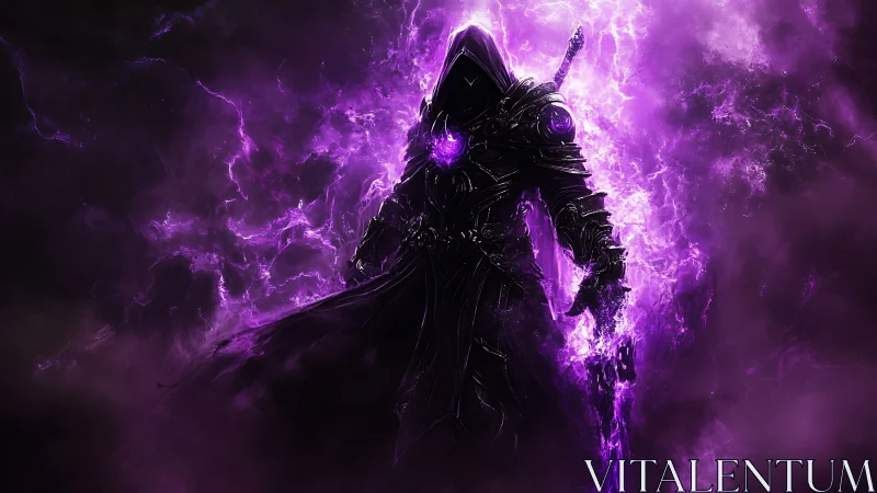 Dark mage commands swirling violet energy storm