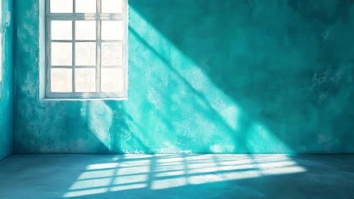 Sunlit turquoise room where gentle morning light lingers.