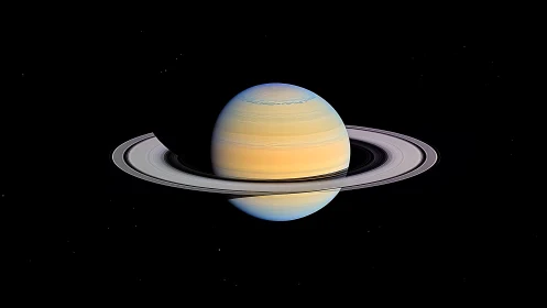 High-resolution Saturn portrait with rings in edge-on orientation