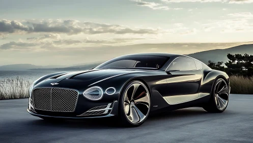 Low-angle render of luxury concept coupe with reflective bodywork