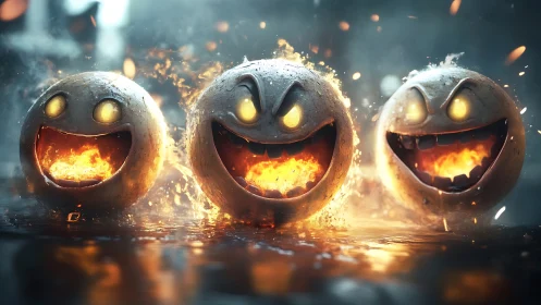 Fiery laughing orbs erupt with chaotic Halloween energy