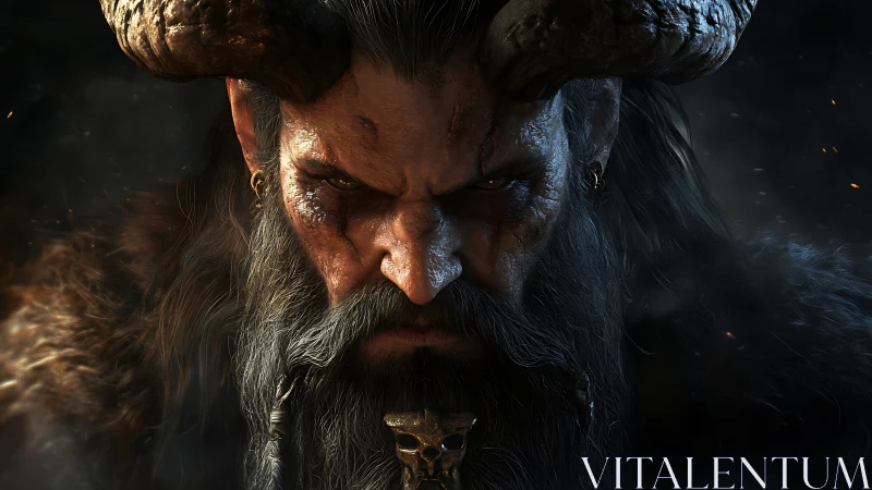 Horned humanoid portrait with detailed facial rendering.