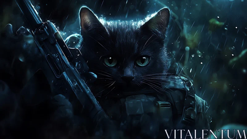 Black Cat Operative Armed in Neon Rain.