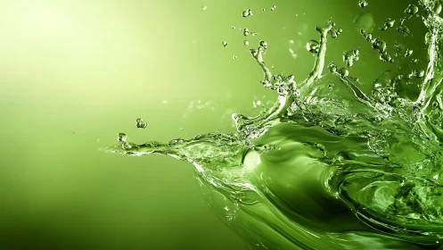 Emerald liquid splash captures motion in vivid green tones.