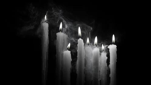 Soft candlelight glowing gently in the quiet dark night.