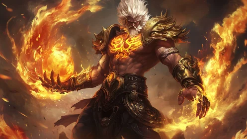 Flaming warlord unleashes molten power in a storm of fire