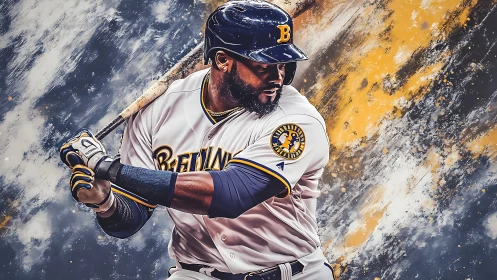 Baseball slugger readies powerful swing in vivid motion.