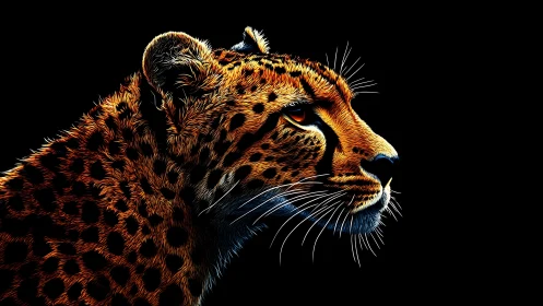 Leopard's Luminous Gaze Radiates Neon Mystery