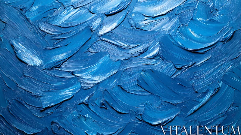 Thick blue oil paint strokes forming textured abstract field.