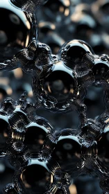 Metallic bubble cluster macro with reflective surfaces.