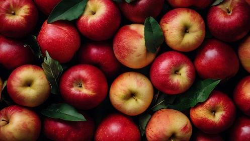 Crimson orchard chorus of freshly picked apples in bloom.