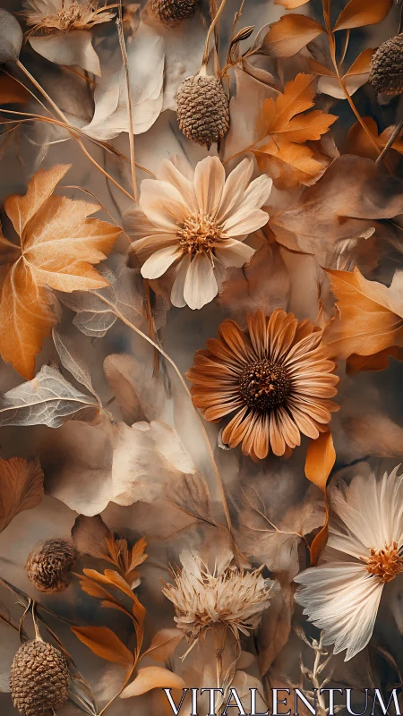 Autumn's Gentle Dance: Dried Florals in Warm Tones.