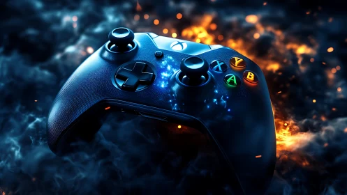 Next-Generation Gaming Controller with Dynamic Light Particle Effects.