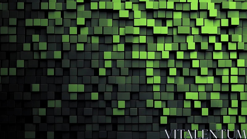 Green and Black 3D Cubes Abstract Digital Art Background.