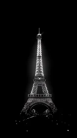 Eiffel Tower ignites the Parisian night in silver starlight.
