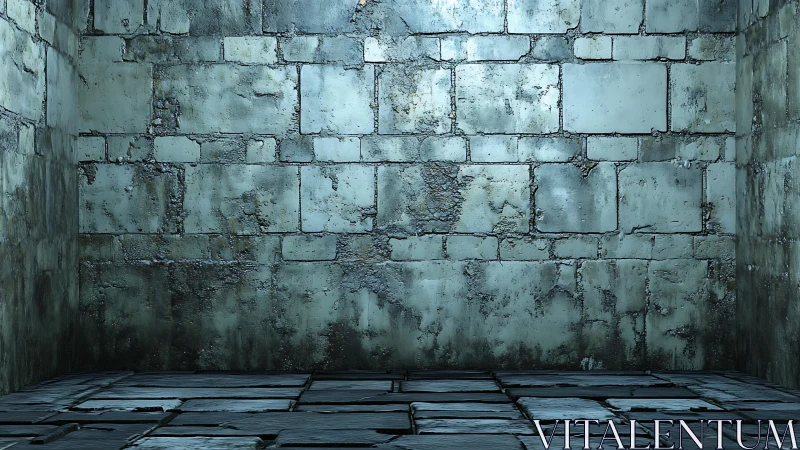 Weathered Stone Dungeon Room with Grungy Texture, Moody Lighting.