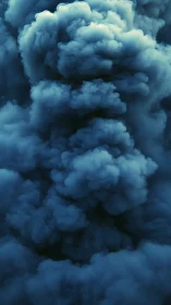 Billowing cyan smoke column in dramatic vertical ascent.