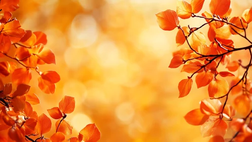 Autumn foliage bokeh field with shallow depth-of-field rendering.