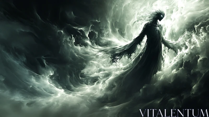 Ethereal humanoid figure formed from swirling smoke clouds.