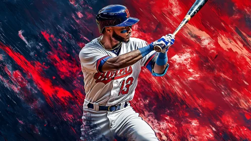 Swinging into the storm: bold baseball power in motion.