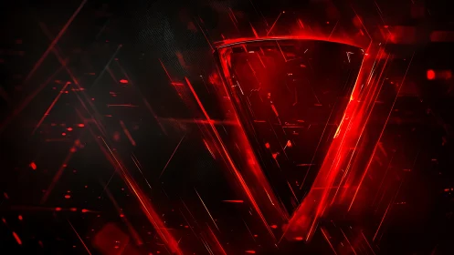 Crimson energy shield ignites a futuristic digital battlefield.
