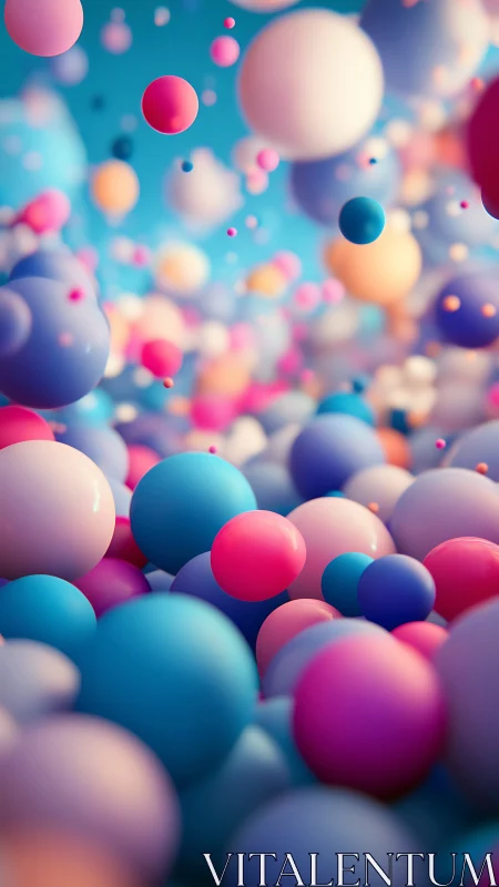 Vibrant pastel spheres float through luminous cyan space.