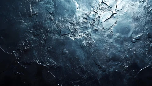 Abstract dark cracked texture with metallic blue highlights.