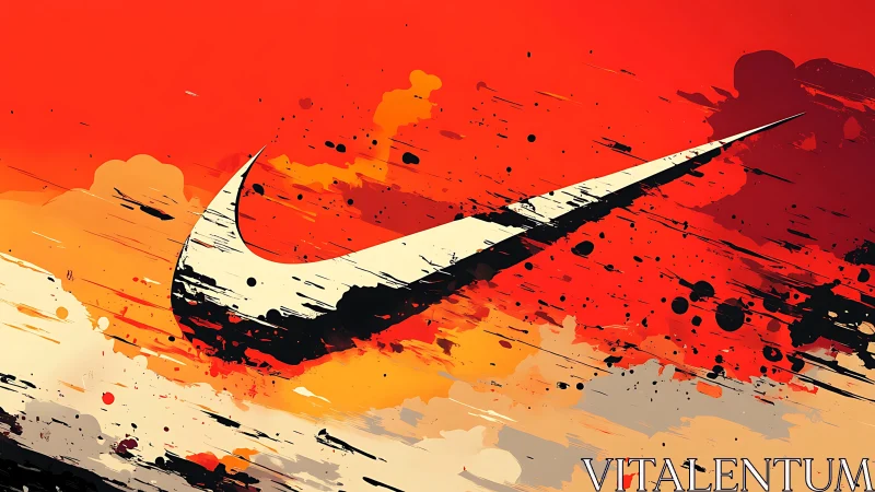 Dynamic swoosh logo over explosive red abstract backdrop.