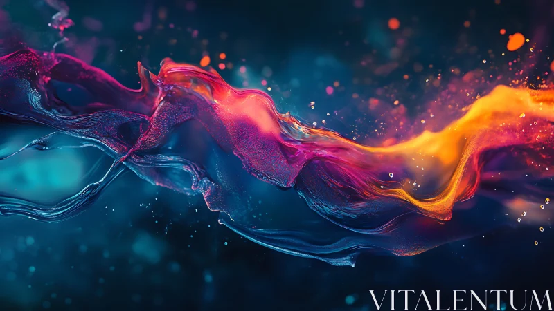 Liquid neon ribbons swirl through a deep cosmic dreamscape