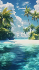 Turquoise Paradise Unfolds Where Palm Trees Frame Heaven.