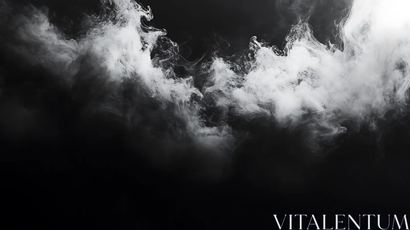 Billowing white smoke drifts across a deep black void.