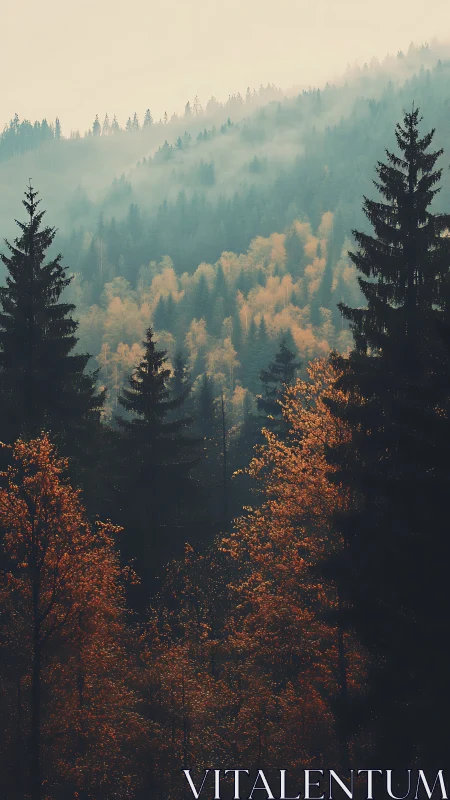 Misty Mountain Forest in Autumn