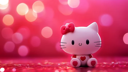 Adorable Hello Kitty Sits Amid Pink Bokeh Glow