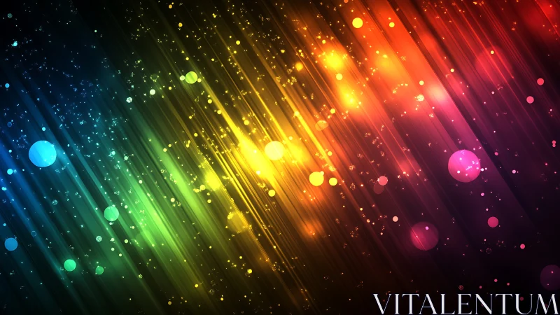 Prismatic light streams tumble through drifting neon dust