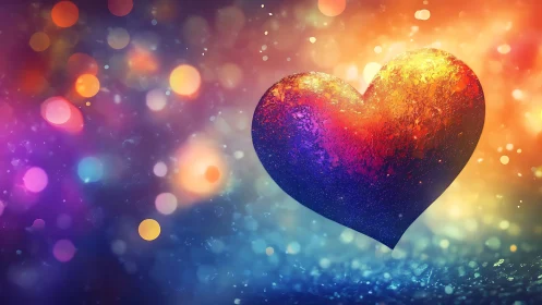 Luminescent Heart Form Against Gradient Bokeh Field