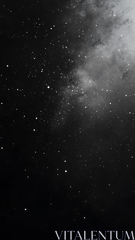High-contrast monochrome starfield with dense galactic dust gradient